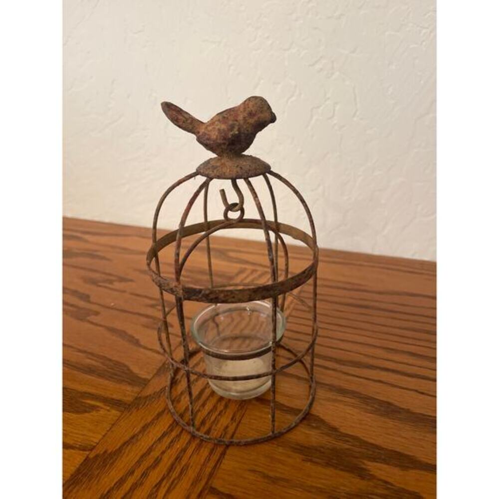 Vintage metal bird hanging votive